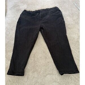 Terra & Sky Women's Black Stretch Jeans 3X 24W-26W elastic waist
